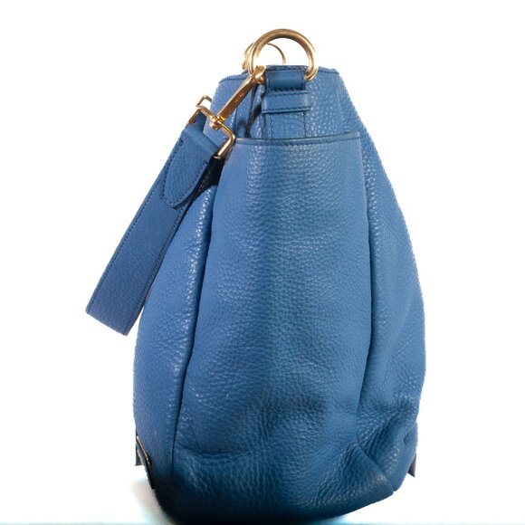 Authentic Prada Blue Vitello Daino Side Pocket Hobo Bag - Picture 2 of 8